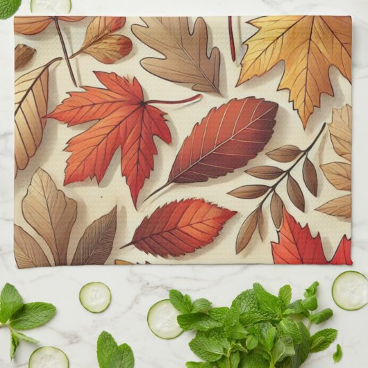 klassische Herbstblätter Geschirrtuch (Gefaltet)