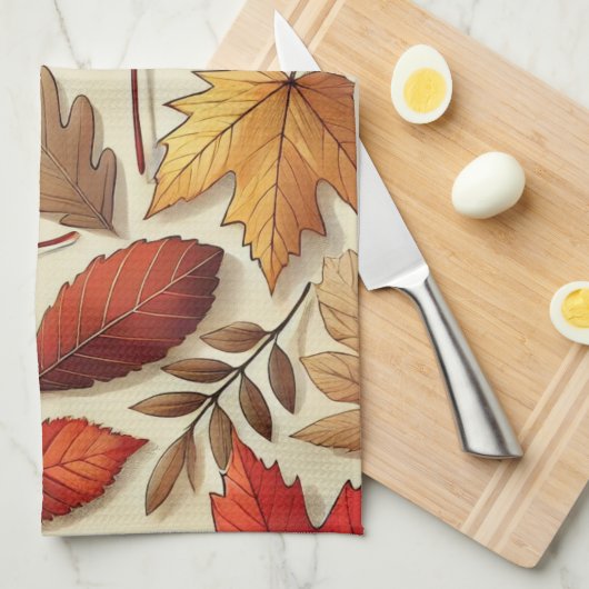 klassische Herbstblätter Geschirrtuch (Viertel Falte)