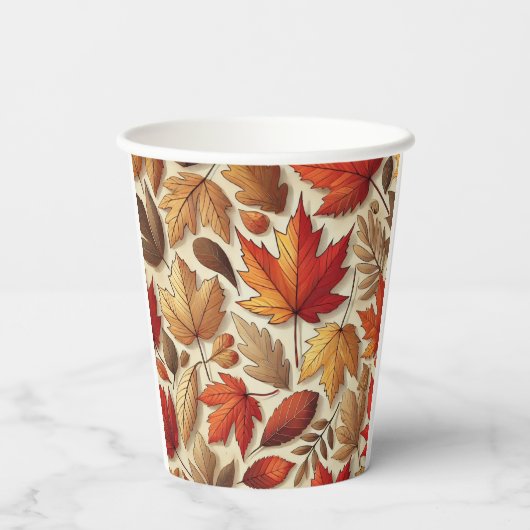 klassische Herbstblätter Pappbecher (Rückseite)