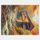 klassische Herbstbrücke Fleecedecke (Vorderseite (Horizontal))