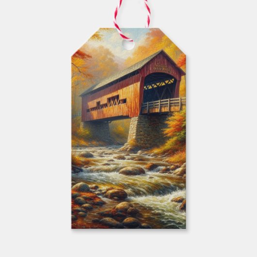 klassische Herbstbrücke Geschenkanhänger (Vorderseite)