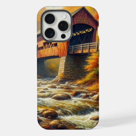 klassische Herbstbrücke iPhone Hülle (Rückseite)