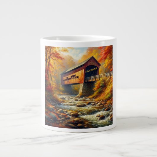 klassische Herbstbrücke Jumbo-Tasse (Vorderseite)