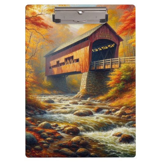 klassische Herbstbrücke Klemmbrett (Vorderseite)