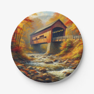 klassische Herbstbrücke Pappteller