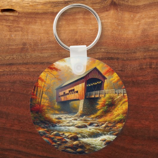 klassische Herbstbrücke Schlüsselanhänger (Vorderseite)