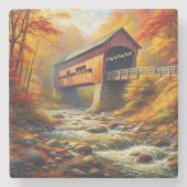 klassische Herbstbrücke Steinuntersetzer (Vorderseite)