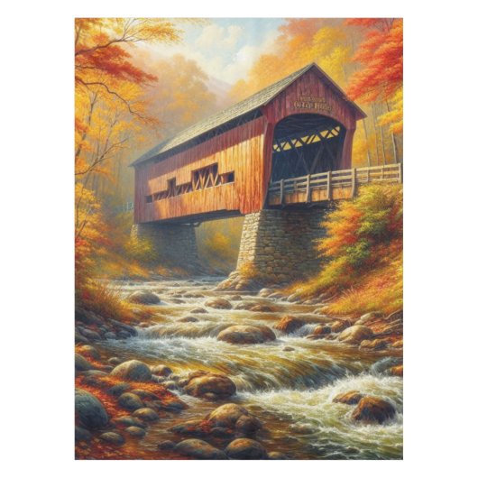 klassische Herbstbrücke Tischdecke (Vorderseite)