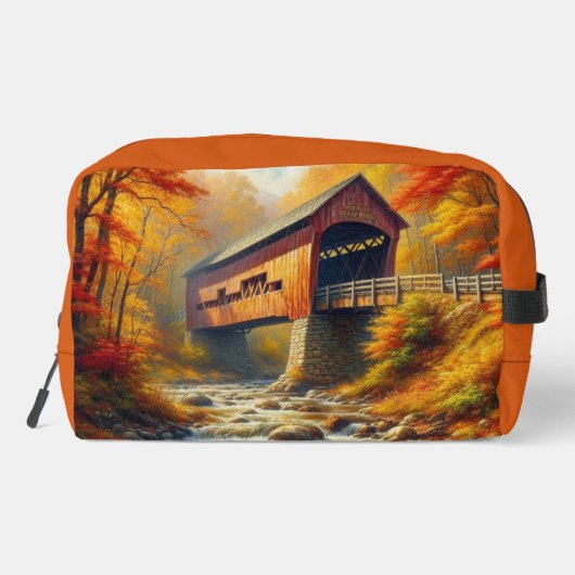 klassische Herbstbrücke Waschbeutel (Rückseite)