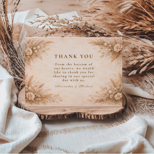 Klassische Herbstgartenhochzeit Dankeskarte