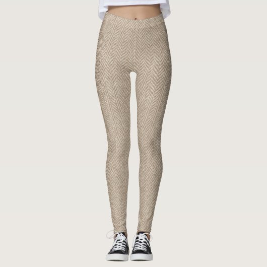 Klassische Herringbone-Weave-Textur Leggings (Vorderseite)