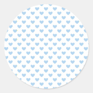 Klassische Herzen Babyblau - Weiß Runder Aufkleber