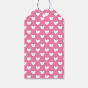 Klassische Herzen Weiß - Fuchsia Rosa Geschenkanhänger