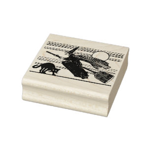 Klassische Hexenkatze Halloween Gummistempel