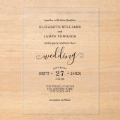 Klassische Hochzeit Bohemischer Typografie Acryleinladungen (Vorderseite)