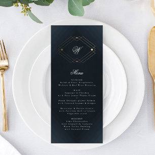 Klassische Hochzeit der Blaukalligraphie Menükarte