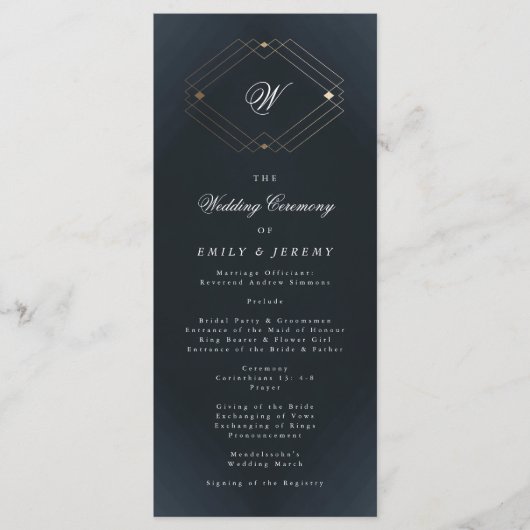 Klassische Hochzeit der Blaukalligraphie Programm (Vorderseite)