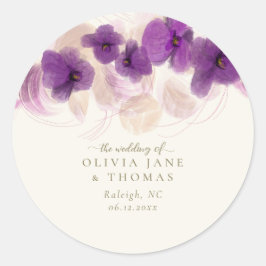 Klassische Hochzeit der Lila Orchideen Runder Aufkleber