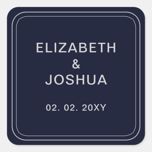 Klassische Hochzeit der Marine Quadratischer Aufkleber (Vorderseite)
