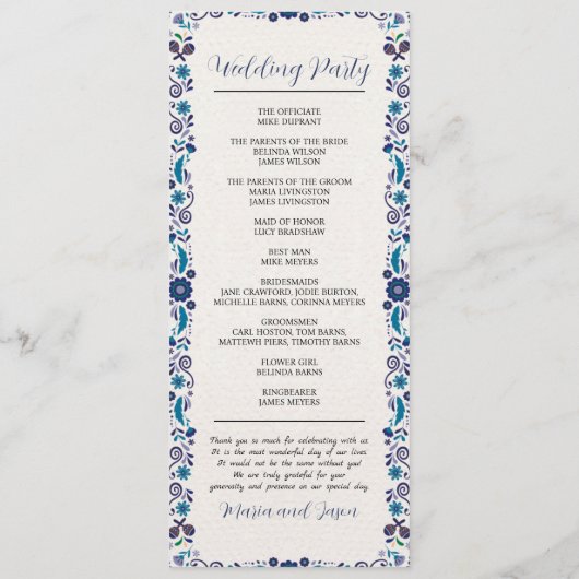 Klassische Hochzeit der mexikanischen Marine Programm (Rückseite)