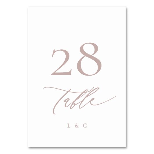 Klassische Hochzeit der modernen rosa Taupe Tischnummer (Rückseite)