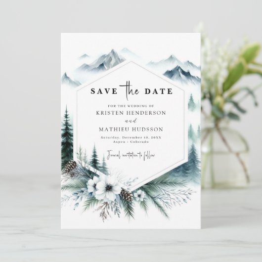 Klassische Hochzeit der Wasserfarben Save The Date (Stehend Vorderseite)