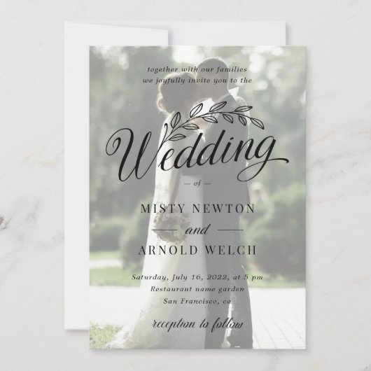 Klassische Hochzeit des Fotos Einladung (Vorderseite)