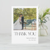 Klassische Hochzeit des modernen Fotos Dankeskarte (Stehend Vorderseite)