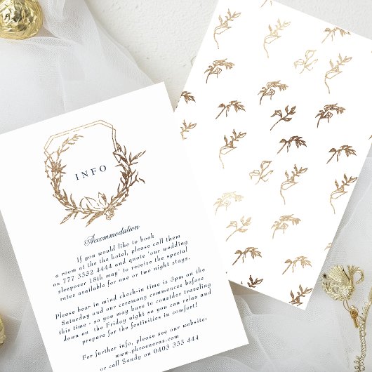 Klassische Hochzeit des Navy Blue Gold Wappen Begleitkarte