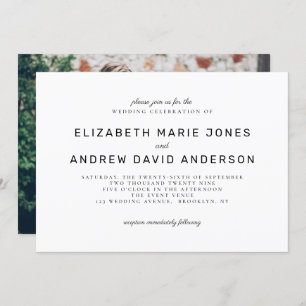 Klassische Hochzeit des zeitlosen Schwarz-weißen F Einladung