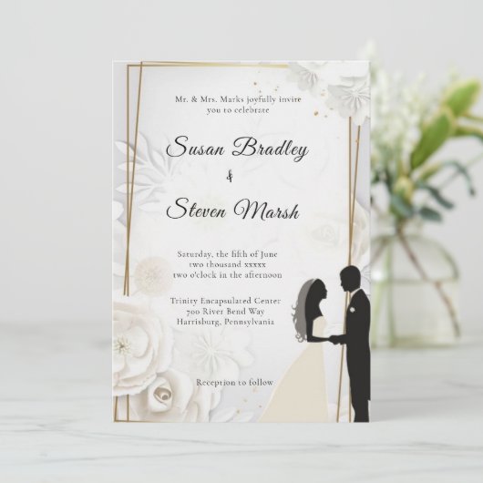 Klassische Hochzeit, Einladung (Stehend Vorderseite)