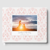 Klassische Hochzeit Elegantes Damask Muster Peach  Gästebuch (Vorderseite)