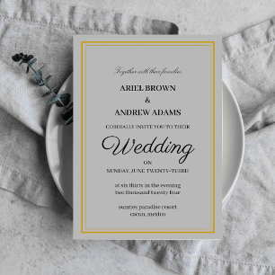 Klassische Hochzeit Grau Einladungskarte Einladung
