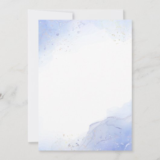 klassische Hochzeit in Aquarellblau Einladung (Rückseite)