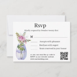 Klassische Hochzeit in Aquarellfarbe Rosa RSVP Karte
