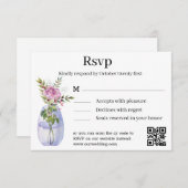 Klassische Hochzeit in Aquarellfarbe Rosa RSVP Karte (Vorne/Hinten)