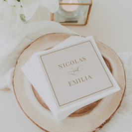 Klassische Hochzeit in Beige und Gold Serviette