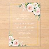 Klassische Hochzeit in Gold und Rosa Acryleinladungen (Vorderseite)