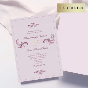 Klassische Hochzeit in Rosa und Gold Folieneinladung