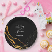 Klassische Hochzeit in Schwarz und Gold Pappteller (Party)