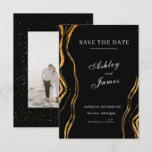 Klassische Hochzeit in Schwarz und Gold Save The Date (Vorne/Hinten)