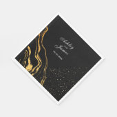 Klassische Hochzeit in Schwarz und Gold Serviette (Ecke)