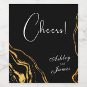 Klassische Hochzeit in Schwarz und Gold Weinetikett (Einzelnes Label)