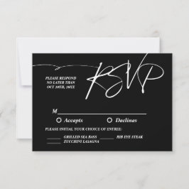 Klassische Hochzeit in Schwarz und Weiß RSVP Karte