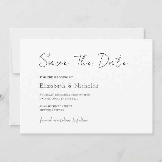 Klassische Hochzeit in Schwarz-Weiß-Eleganz Save The Date (Vorderseite)