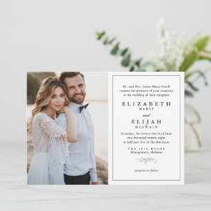Klassische Hochzeit in Schwarz-Weiß-Foto Einladung