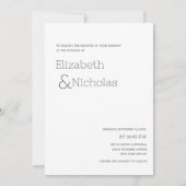 Klassische Hochzeit in Schwarzweiß Einladung (Vorderseite)