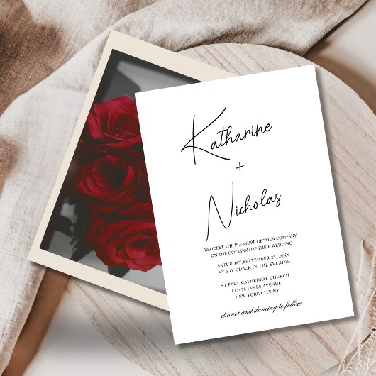 Klassische Hochzeit in Schwarzweiß Einladung