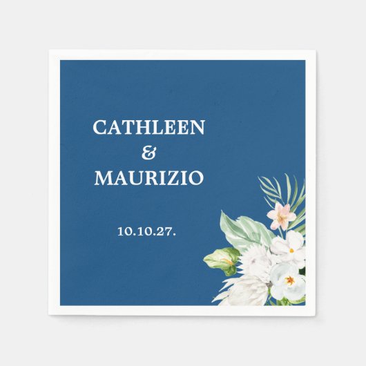 Klassische Hochzeit mit Blauer Flora Serviette (Vorderseite)