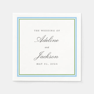 Klassische Hochzeit mit blauer und grüner Grenze Serviette